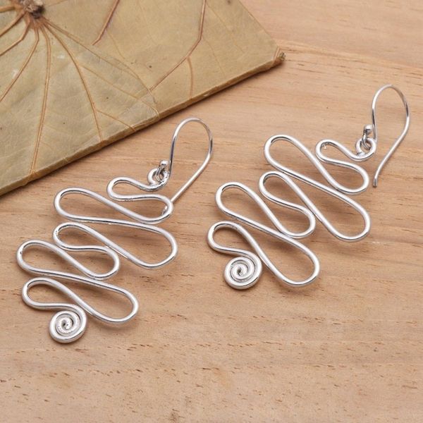 Alternate image for Polished Sterling Silver Dangle Earrings Switchback