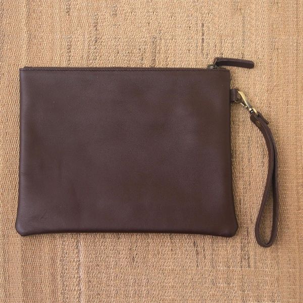 Alternate image for Simple Leather Wristlet in Espresso from Java Espresso Simplicity
