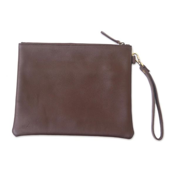 Alternate image for Simple Leather Wristlet in Espresso from Java Espresso Simplicity