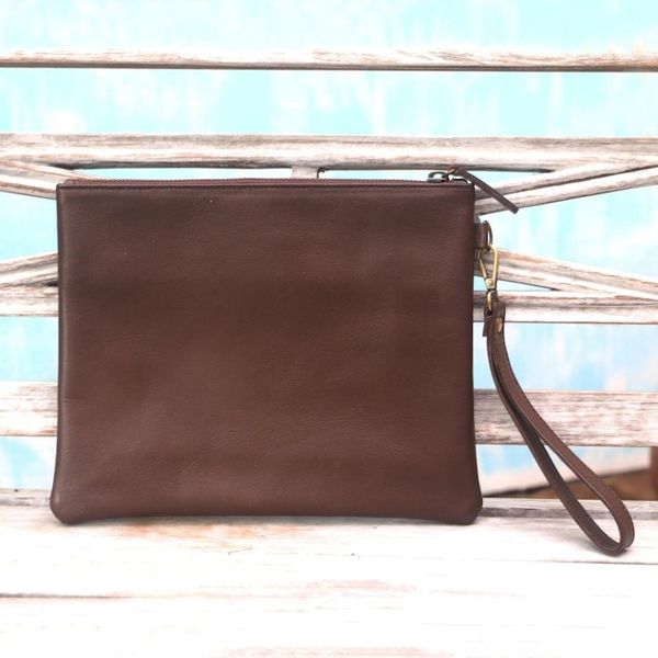 Alternate image for Simple Leather Wristlet in Espresso from Java Espresso Simplicity