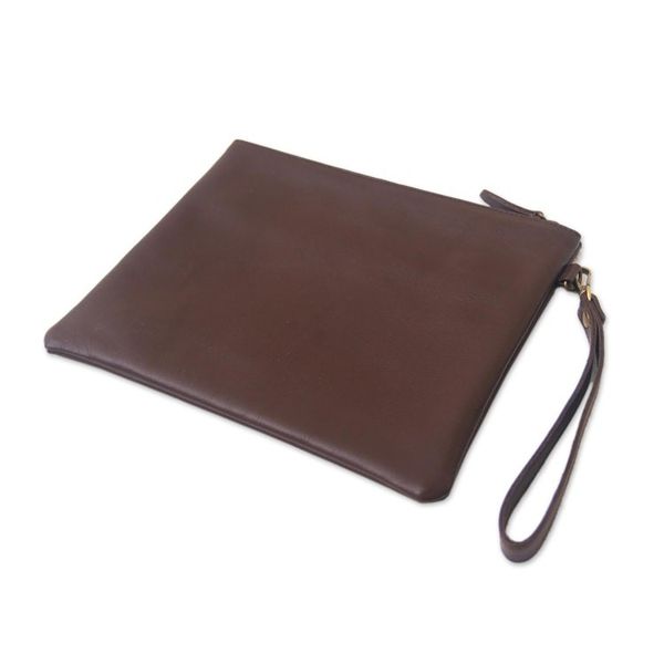 Alternate image for Simple Leather Wristlet in Espresso from Java Espresso Simplicity