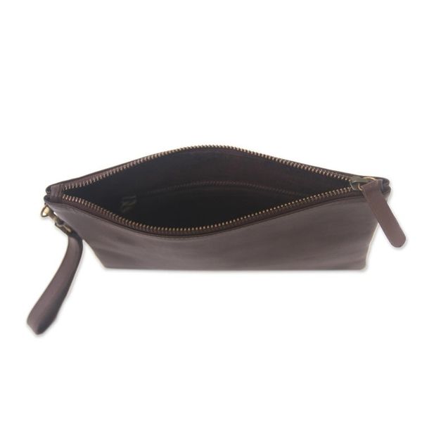 Alternate image for Simple Leather Wristlet in Espresso from Java Espresso Simplicity