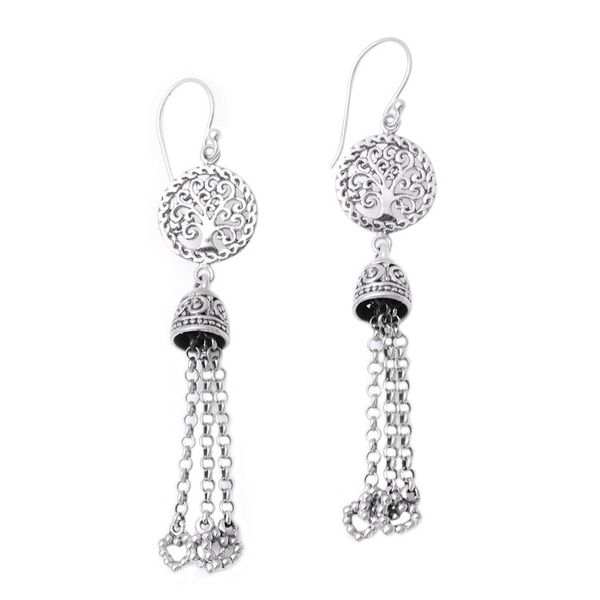 Alternate image for Tree-Themed Sterling Silver Waterfall Earrings from Bali Tree Bells
