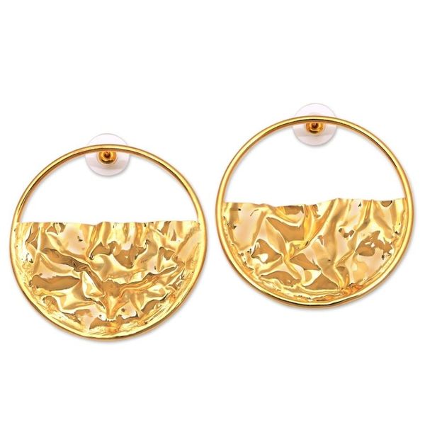 Alternate image for Circular Modern Gold-Plated Brass Drop Earrings from Bali Surface Waves