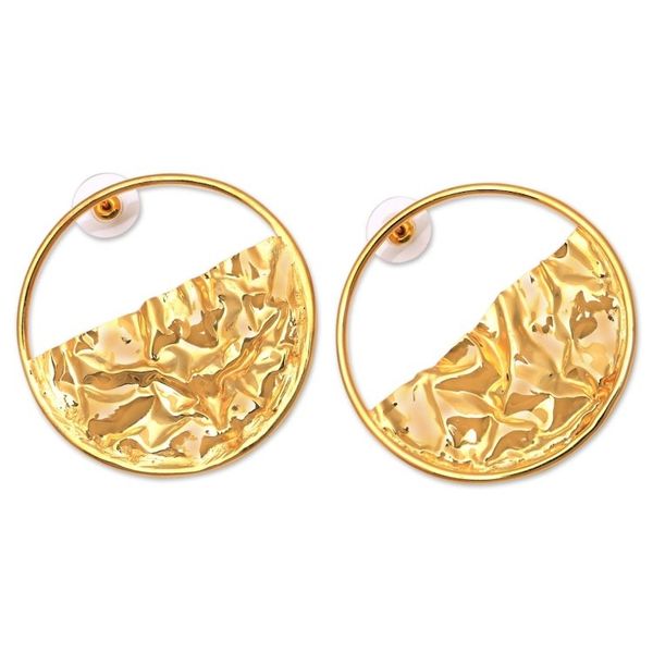 Alternate image for Circular Modern Gold-Plated Brass Drop Earrings from Bali Surface Waves