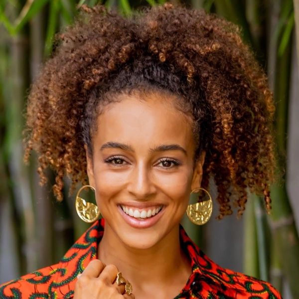 Alternate image for Circular Modern Gold-Plated Brass Drop Earrings from Bali Surface Waves