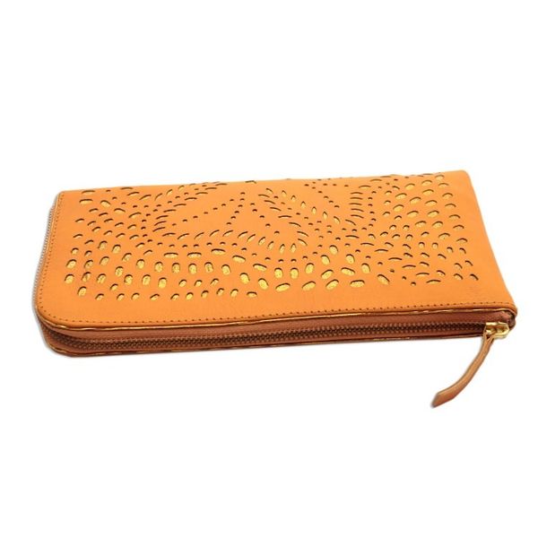 Alternate image for Floral Pattern Leather Clutch in Amber from Bali Scattered Stars in Amber