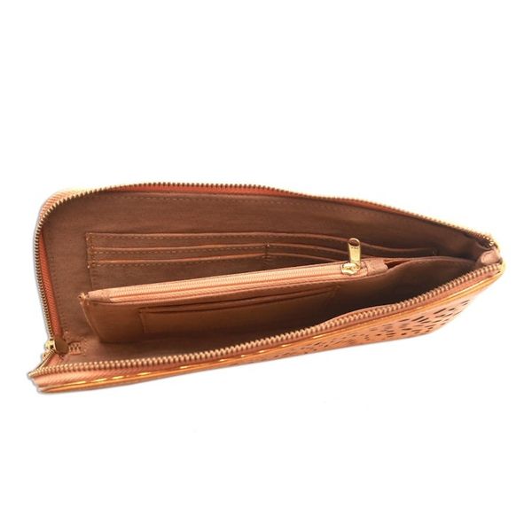 Alternate image for Floral Pattern Leather Clutch in Amber from Bali Scattered Stars in Amber