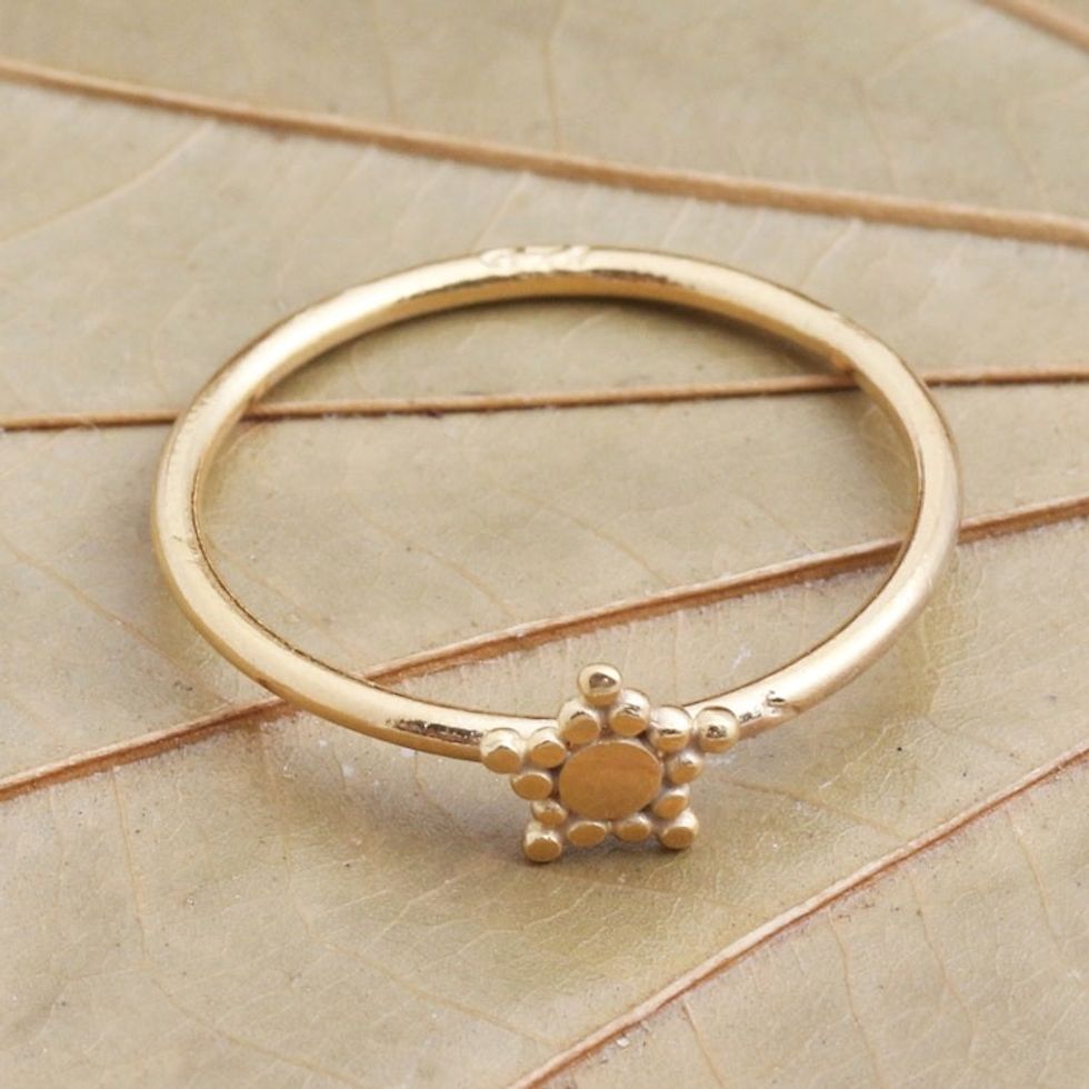 Dainty Gold Plated Band Ring with Star Accent 'Dainty Star'