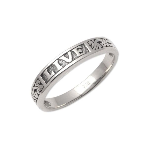 Alternate image for Inspirational Sterling Silver Band Ring from Bali Live Swirls