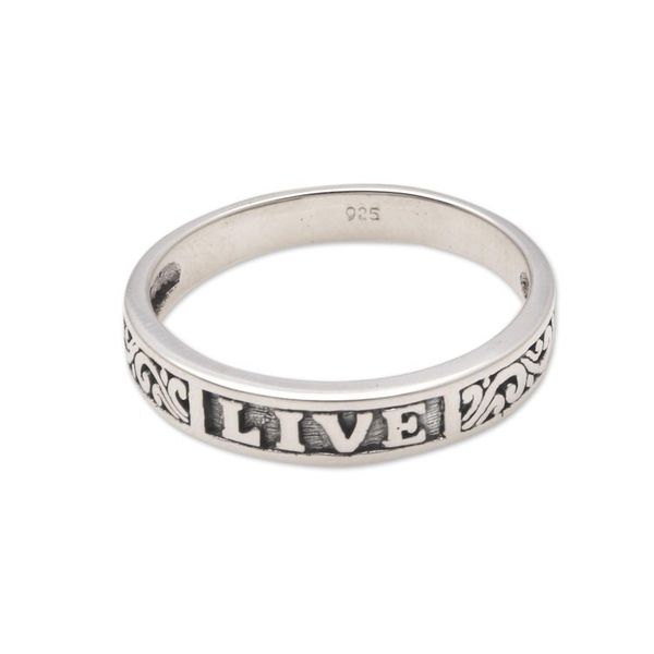 Alternate image for Inspirational Sterling Silver Band Ring from Bali Live Swirls