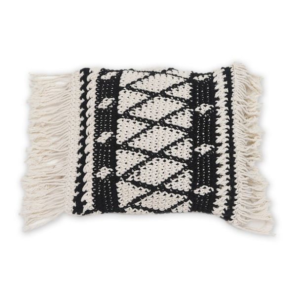 Alternate image for Geometric Ebony and Eggshell Cotton Cushion Cover Geometric Shadow