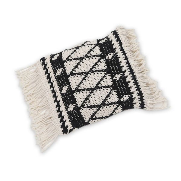 Alternate image for Geometric Ebony and Eggshell Cotton Cushion Cover Geometric Shadow