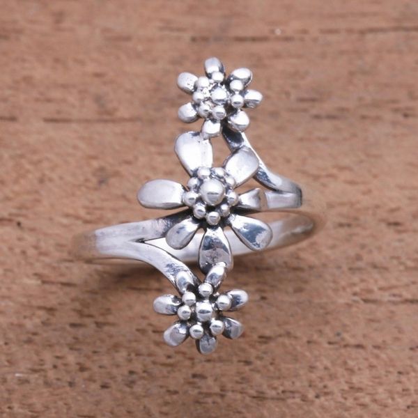 Alternate image for Flower Trio Sterling Silver Cocktail Ring from Bali Bouquet Trio