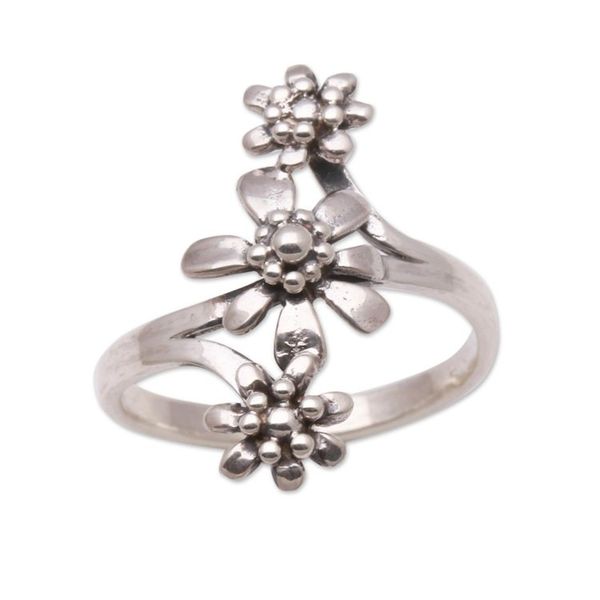 Alternate image for Flower Trio Sterling Silver Cocktail Ring from Bali Bouquet Trio