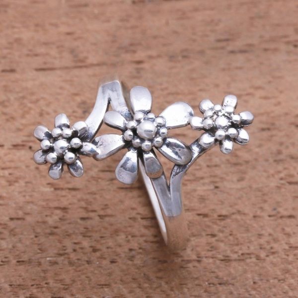 Alternate image for Flower Trio Sterling Silver Cocktail Ring from Bali Bouquet Trio