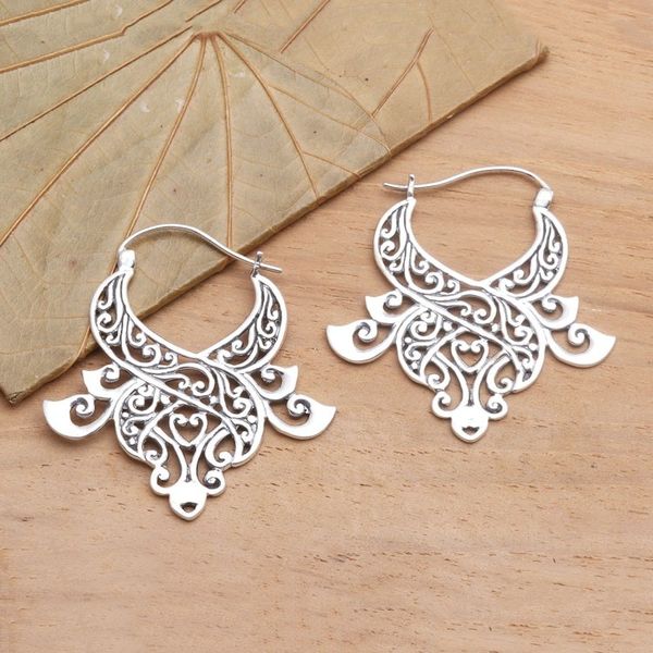Alternate image for Modern Free-Form Sterling Silver Jungle Tendril Earrings Untamed Beauty