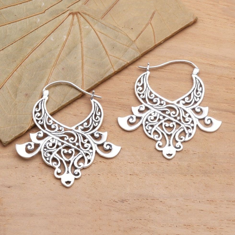 Modern Free-Form Sterling Silver Jungle Tendril Earrings 'Untamed Beauty'