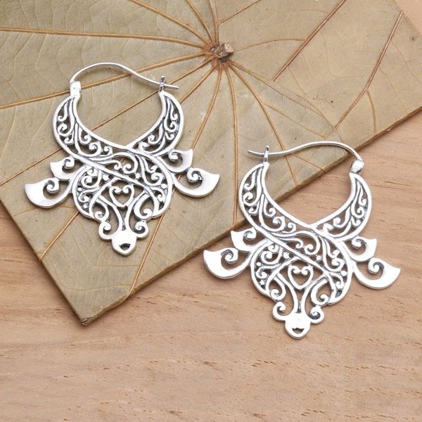 Alternate image for Modern Free-Form Sterling Silver Jungle Tendril Earrings Untamed Beauty