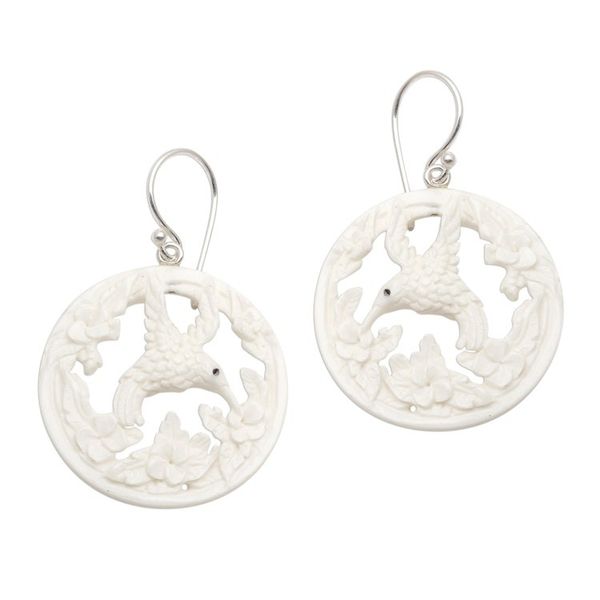 Alternate image for Handcrafted Balinese Hummingbird Earrings Hummingbird Halo