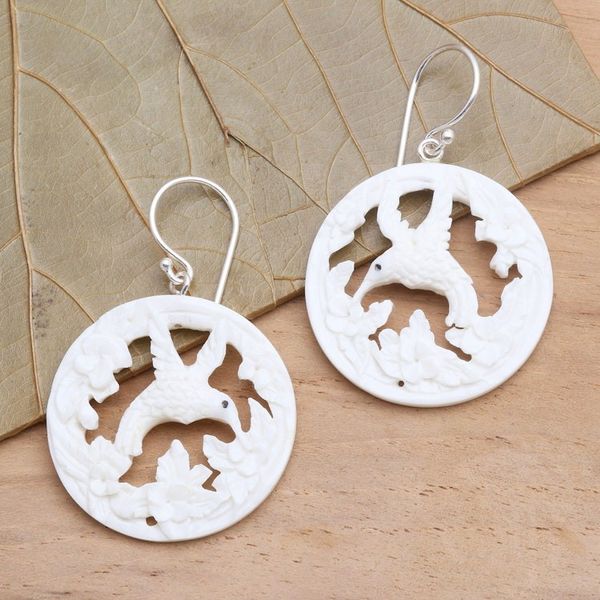 Alternate image for Handcrafted Balinese Hummingbird Earrings Hummingbird Halo