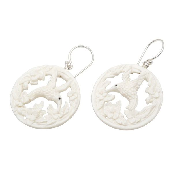 Alternate image for Handcrafted Balinese Hummingbird Earrings Hummingbird Halo