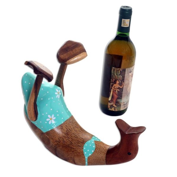 Alternate image for Cute Hand Carved and Painted Duck Bottle Holder Ladys Choice