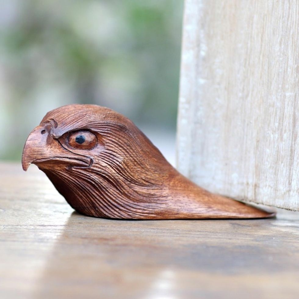 Suar Wood Eagle Door Stop 'Eagle Head'