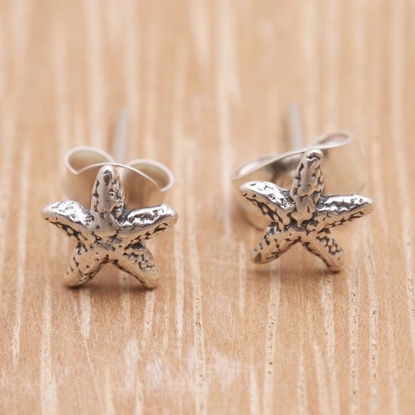 Alternate image for Sterling Silver Starfish Stud Earrings from Bali Cute Starfish