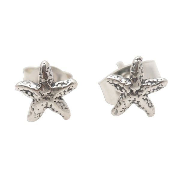 Alternate image for Sterling Silver Starfish Stud Earrings from Bali Cute Starfish