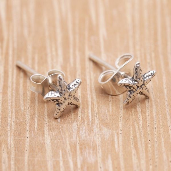 Alternate image for Sterling Silver Starfish Stud Earrings from Bali Cute Starfish