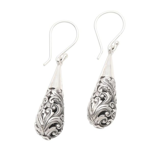 Alternate image for Ornate Sterling Silver Dangle Earrings Baroque Bower