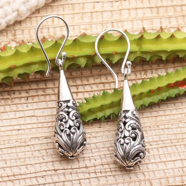 Alternate image for Ornate Sterling Silver Dangle Earrings Baroque Bower