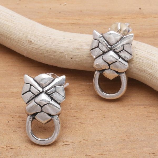 Alternate image for Jaguar Face Sterling Silver Drop Earrings Jaguar Face