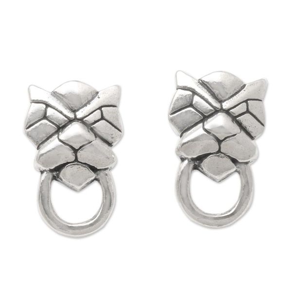 Alternate image for Jaguar Face Sterling Silver Drop Earrings Jaguar Face