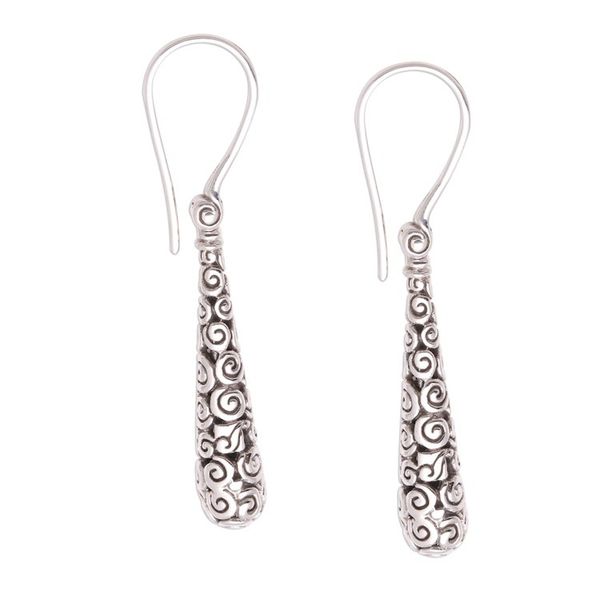 Alternate image for Drop-Shaped Sterling Silver Dangle Earrings Crafted in Bali Buddhas Drops
