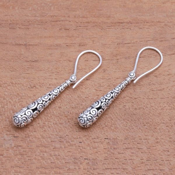 Alternate image for Drop-Shaped Sterling Silver Dangle Earrings Crafted in Bali Buddhas Drops