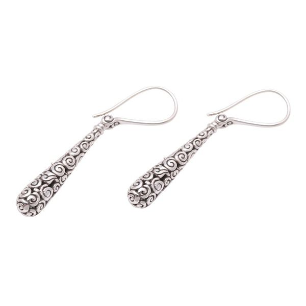 Alternate image for Drop-Shaped Sterling Silver Dangle Earrings Crafted in Bali Buddhas Drops