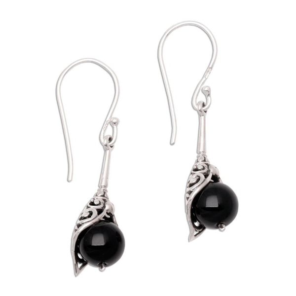 Alternate image for Round Onyx Dangle Earrings Crafted in India Fantastic Fruit