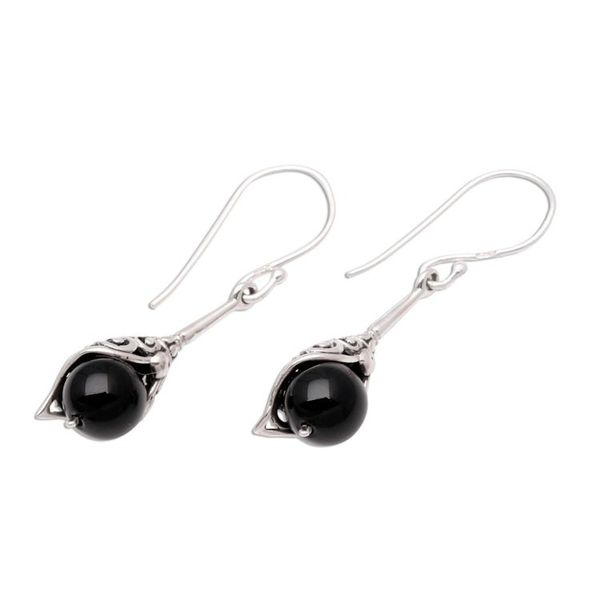 Alternate image for Round Onyx Dangle Earrings Crafted in India Fantastic Fruit