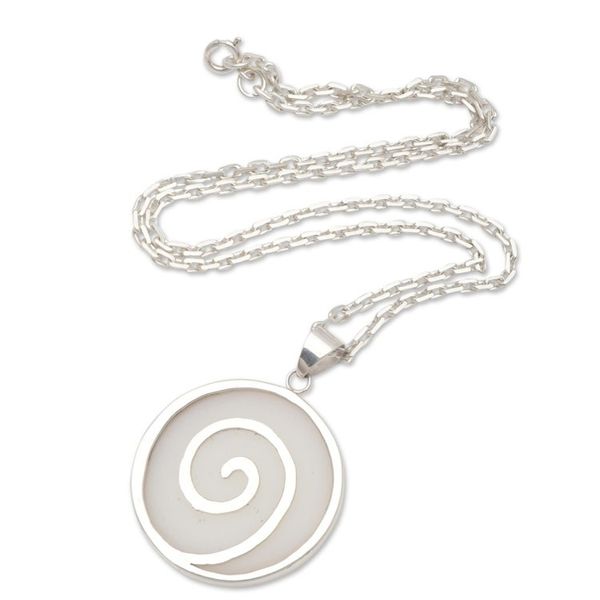 Alternate image for Sterling Silver and Resin Swirl Pendant Necklace from Bali Misty Swirl