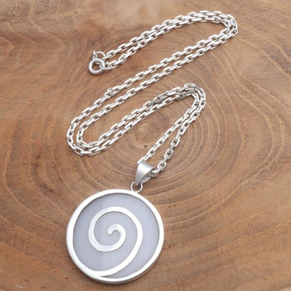 Alternate image for Sterling Silver and Resin Swirl Pendant Necklace from Bali Misty Swirl