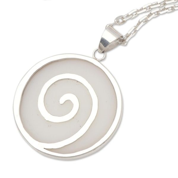 Alternate image for Sterling Silver and Resin Swirl Pendant Necklace from Bali Misty Swirl