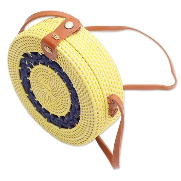 Alternate image for Yellow Bamboo and Ate Grass Woven Round Shoulder Bag Sunny State