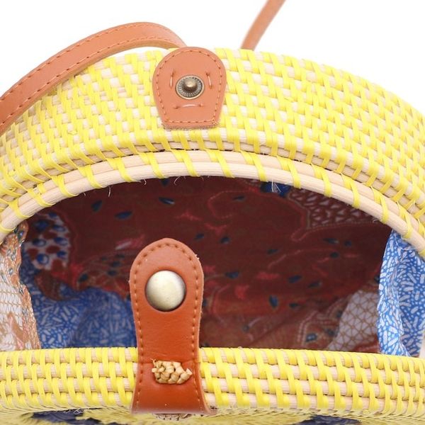Alternate image for Yellow Bamboo and Ate Grass Woven Round Shoulder Bag Sunny State