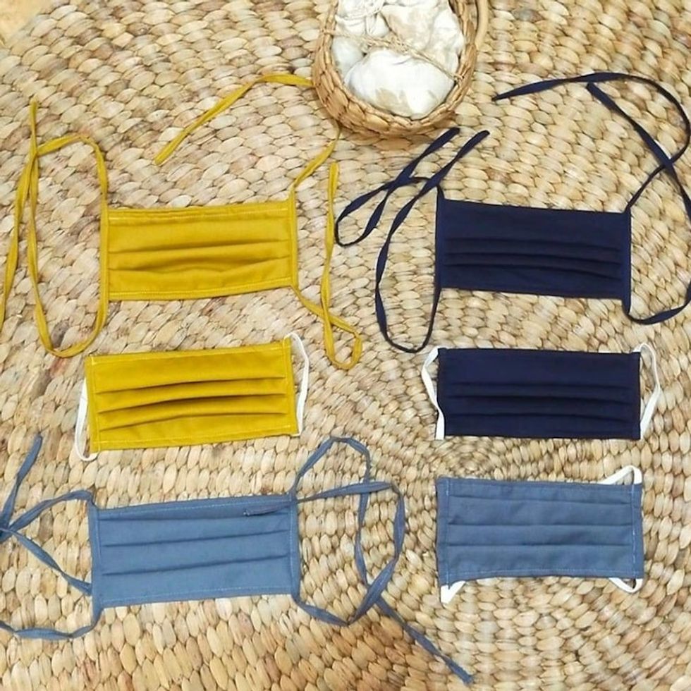 6 Handcrafted Double Cotton Face Masks in 3 Solid Colors 'Color Harmony'
