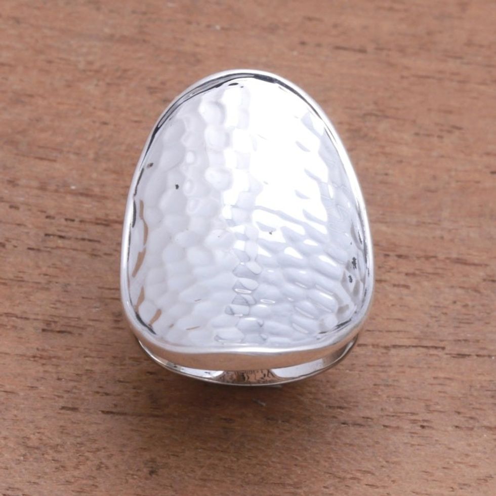 Contemporary Balinese Cocktail Ring in Sterling Silver 'Arching Symmetry'
