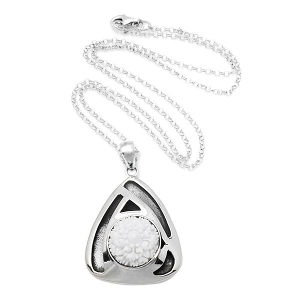 Alternate image for Modern Balinese Silver Flower Necklace Ruffled Carnation