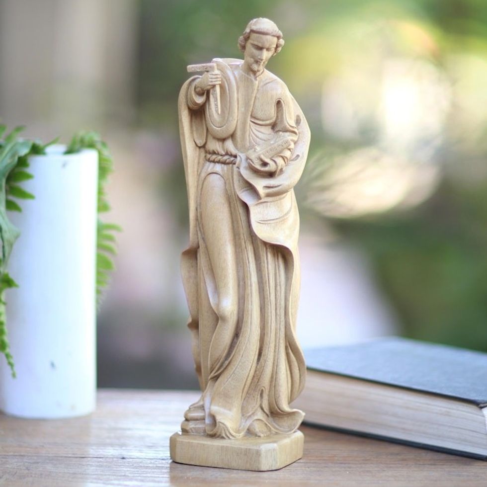 Artisan Crafted Wood Sculpture of Saint Joseph 'Saint Joseph'