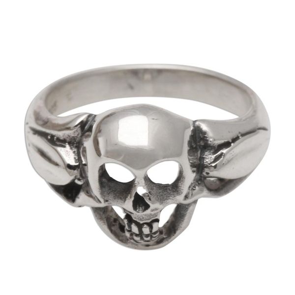 Alternate image for Mens Sterling Silver Skull Ring Crafted in Bali Gentlemans Skull